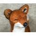 Fox face close up, golden glass eyes, black waxed nose, whiskers out of horse hair